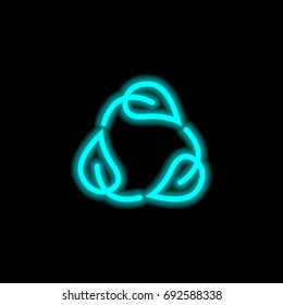 Recycling blue glowing neon ui ux icon. Glowing sign logo vector