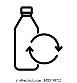 Recycling bottle icon. Simple design. Line vector. Isolate on white background.