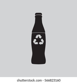 Recycling bottle symbol concept, vector illustration.  Glass bottle icon.