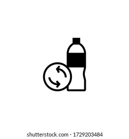 Recycling Flaschen Vektor-Symbol in schwarz massiv flach Design auf weißem Hintergrund isoliert