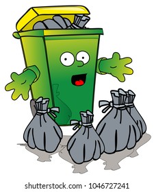 A recycling box where to leave our waste. Every object is singly grouped