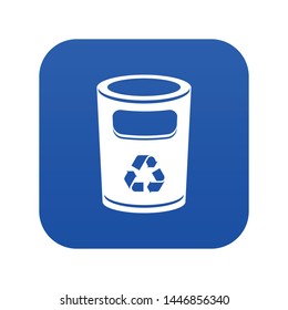 Recycling bucket icon blue vector isolated on white background