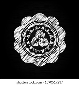 recycling business icon drawn chalk emblem, retro style, chalk or chalkboard texture