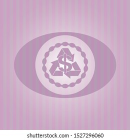 recycling business icon inside badge with pink background