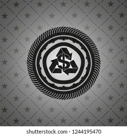 recycling business icon inside black emblem