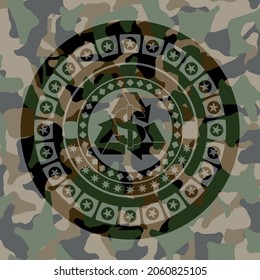 recycling business icon inside camo emblem. 