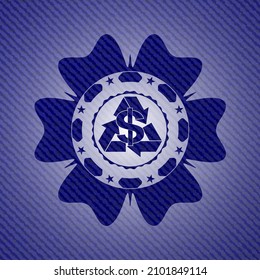 recycling business icon inside denim background. 