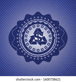 recycling business icon inside emblem with jean background