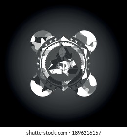 recycling business icon inside grey camo texture. 
