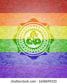 recycling business icon inside lgbt colors emblem 