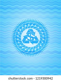 recycling business icon inside light blue water badge.