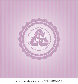 recycling business icon inside pink emblem