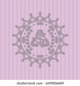 recycling business icon inside pink emblem