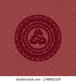 recycling business icon inside retro style red emblem. 