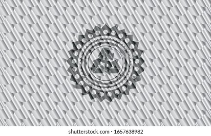 recycling business icon inside silver emblem. Scales pattern. Vector Illustration. Detailed.