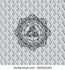recycling business icon inside silver color emblem or badge. Scales pattern. Vector Illustration. Detailed. 