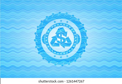 recycling business icon inside water style emblem.