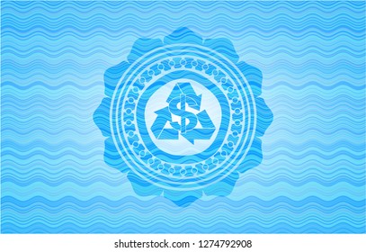 recycling business icon inside water style emblem.