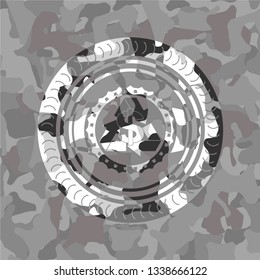 recycling business icon on grey camouflage texture