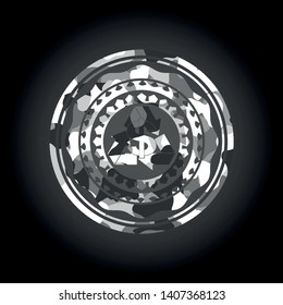 recycling business icon on grey camouflaged texture