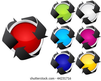 botones de reciclaje de colores diferentes