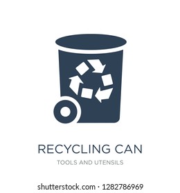 recycling can icon vector on white background, recycling can trendy filled icons from Tools and utensils collection, recycling can vector illustration