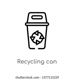 recycling can vector line icon. Simple element illustration. recycling can outline icon from tools and utensils concept. Can be used for web and mobile