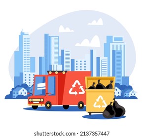 Ilustración del elemento de diseño gráfico de la basura del coche de reciclaje