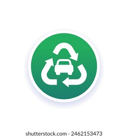 recycling car round icon, vector