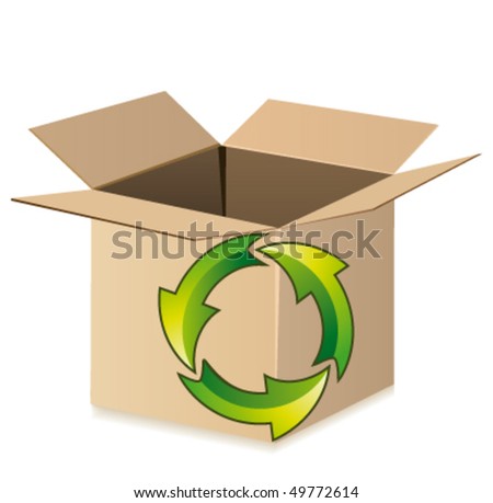 Recycling a cardboard. Vector icon.