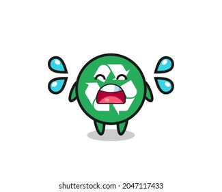 recycling cartoon illustration with crying gesture , cute design