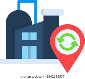 Recycling Center Icon Flat Vector Illustration
