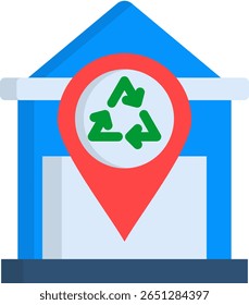Symbol für Recyclingcenter, flache Vektorgrafik