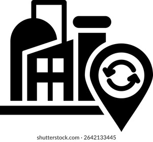 Recycling Center Icon Glyph Vector Illustration