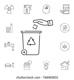 Recycling center icon. Set of ecology sign icons. Signs, outline eco collection, simple thin line icons for websites, web design, mobile app, info graphics on white background