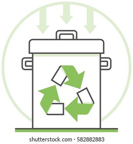 Recycling Center - Infographic Icon Elements from Nature and Ecology Set. Flat Thin Line Icon Pictogram for Website and Mobile Application Graphics.