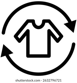 Recycling clothes icon Black and white outline vector