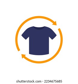 recycling clothes icon with a t-shirt, flat vector