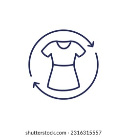 recycling clothes, reuse old dress line icon