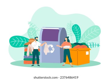 Recycling clothes. Vector illustration. Proper separation recyclable materials is essential for effective waste management Waste reduction be achieved through garment upcycling and repurposing