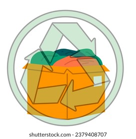 Recycling clothes. Vector illustration. Recycle your old clothes to minimize environmental impact Many fabrics are recyclable and be transformed into new garments Reusing clothes helps reduce textile