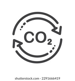 Recycling co2 icon, carbon circulation balance, offset or reduction emission.