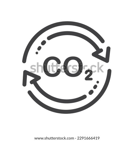 Recycling co2 icon, carbon circulation balance, offset or reduction emission.