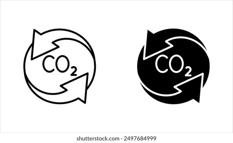 recycling co2 icon set, carbon circulation balance, offset or reduction emission, vector illustration on white background