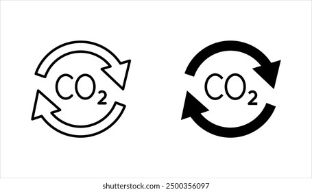 recycling co2 icon set, carbon circulation balance, offset or reduction emission, vector illustration on white background