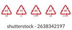 Recycling code arrow icon symbol set. Packaging Recycle logo sign. Vector illustration image. Isolated on white background.