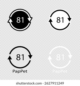 Recycling Code PapPet 81 Set. Paper Cardboard, Composite Materials.