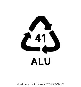 recycling codes metal doodle icons, vector illustration
