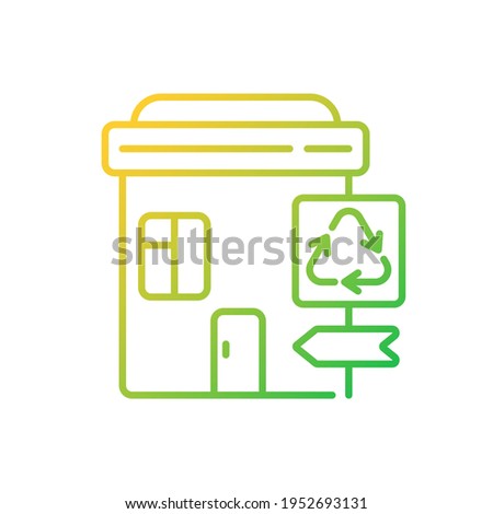 Recycling collection center gradient linear vector icon. Landfill and material recovery facility. Drop-off center. Thin line color symbols. Modern style pictogram. Vector isolated outline drawing