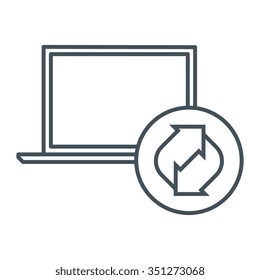 Recycling computer icon suitable for info graphics, websites and print media and  interfaces. Line vector icon.